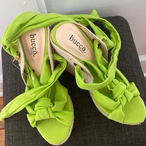 bucco Lime Green Espadrille Wedge Sandals